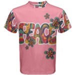 Flower Power Hippie Boho Love Peace Text Pink Pop Art Spirit Men s Cotton T-Shirt
