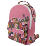 Flower Power Hippie Boho Love Peace Text Pink Pop Art Spirit Flap Pocket Backpack (Small)
