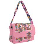 Flower Power Hippie Boho Love Peace Text Pink Pop Art Spirit Courier Bag