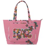 Flower Power Hippie Boho Love Peace Text Pink Pop Art Spirit Back Pocket Shoulder Bag 