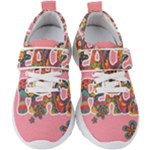 Flower Power Hippie Boho Love Peace Text Pink Pop Art Spirit Kids  Velcro Strap Shoes