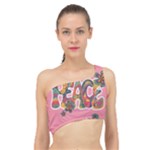 Flower Power Hippie Boho Love Peace Text Pink Pop Art Spirit Spliced Up Bikini Top 