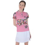 Flower Power Hippie Boho Love Peace Text Pink Pop Art Spirit Women s Polo T-Shirt