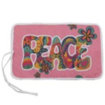 Flower Power Hippie Boho Love Peace Text Pink Pop Art Spirit Pen Storage Case (S)