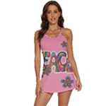 Flower Power Hippie Boho Love Peace Text Pink Pop Art Spirit 2-in-1 Flare Activity Dress