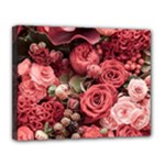 Pink Roses Flowers Love Nature Canvas 14  x 11  (Stretched)