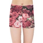 Pink Roses Flowers Love Nature Kids  Sports Shorts