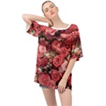 Pink Roses Flowers Love Nature Oversized Chiffon Top