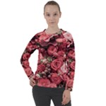 Pink Roses Flowers Love Nature Women s Long Sleeve Raglan T-Shirt