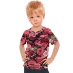 Pink Roses Flowers Love Nature Kids  Sports T-Shirt