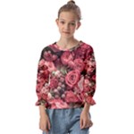 Pink Roses Flowers Love Nature Kids  Cuff Sleeve Top