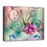 Love Amour Butterfly Colors Flowers Text Canvas 20  x 16  (Stretched)