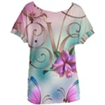 Love Amour Butterfly Colors Flowers Text Women s Oversized T-Shirt