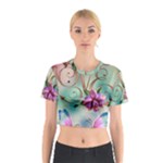 Love Amour Butterfly Colors Flowers Text Cotton Crop Top