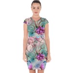 Love Amour Butterfly Colors Flowers Text Capsleeve Drawstring Dress 