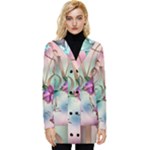 Love Amour Butterfly Colors Flowers Text Button Up Hooded Coat 