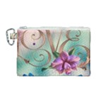 Love Amour Butterfly Colors Flowers Text Canvas Cosmetic Bag (Medium)