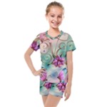 Love Amour Butterfly Colors Flowers Text Kids  Mesh T-Shirt and Shorts Set
