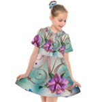 Love Amour Butterfly Colors Flowers Text Kids  Short Sleeve Shirt Dress