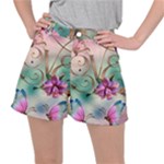 Love Amour Butterfly Colors Flowers Text Women s Ripstop Shorts