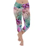 Love Amour Butterfly Colors Flowers Text Lightweight Velour Capri Yoga Leggings