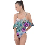 Love Amour Butterfly Colors Flowers Text Drape Piece Swimsuit