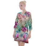 Love Amour Butterfly Colors Flowers Text Open Neck Shift Dress
