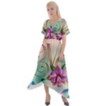 Love Amour Butterfly Colors Flowers Text Cross Front Sharkbite Hem Maxi Dress