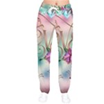 Love Amour Butterfly Colors Flowers Text Women Velvet Drawstring Pants