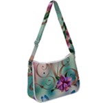 Love Amour Butterfly Colors Flowers Text Zip Up Shoulder Bag