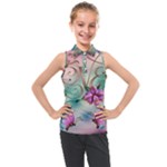 Love Amour Butterfly Colors Flowers Text Kids  Sleeveless Polo T-Shirt