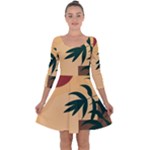 Arch Stairs Sun Branches Leaves Boho Bohemian Botanical Minimalist Nature Quarter Sleeve Skater Dress