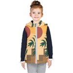 Arch Stairs Sun Branches Leaves Boho Bohemian Botanical Minimalist Nature Kids  Hooded Puffer Vest