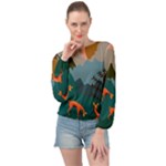 Roe Deer Animal Boho Bohemian Nature Banded Bottom Chiffon Top