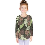 Flowers Leaves Plant Botanical Boho Bohemian Minimalist Nature Kids  Long Sleeve T-Shirt