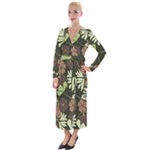 Flowers Leaves Plant Botanical Boho Bohemian Minimalist Nature Velvet Maxi Wrap Dress