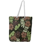 Flowers Leaves Plant Botanical Boho Bohemian Minimalist Nature Full Print Rope Handle Tote (Large)