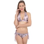 Flowers Pattern Botanical Scrapbook Tie It Up Bikini Set