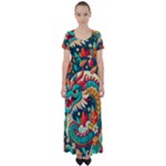 Chinese New Year – Year of the Dragon High Waist Short Sleeve Maxi Dress