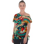 Chinese New Year – Year of the Dragon Off Shoulder Tie-Up T-Shirt