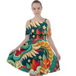 Chinese New Year – Year of the Dragon Cut Out Shoulders Chiffon Dress