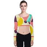 Bicycle, Geometric Figures, Art, Velvet Long Sleeve Crop Top