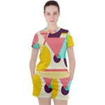 Bicycle, Geometric Figures, Art, Women s T-Shirt and Shorts Set