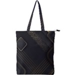 Black Background With Gold Lines Double Zip Up Tote Bag