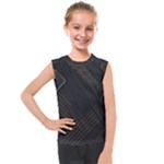 Black Background With Gold Lines Kids  Mesh Tank Top