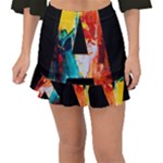 Bstract, Dark Background, Black, Typography,a Fishtail Mini Chiffon Skirt