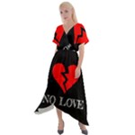 No Love, Broken, Emotional, Heart, Hope Cross Front Sharkbite Hem Maxi Dress