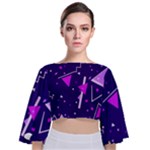 Triangles, Triangle, Colorful Tie Back Butterfly Sleeve Chiffon Top