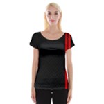 Abstract Black & Red, Backgrounds, Lines Cap Sleeve Top