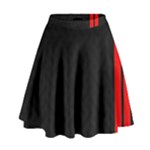 Abstract Black & Red, Backgrounds, Lines High Waist Skirt